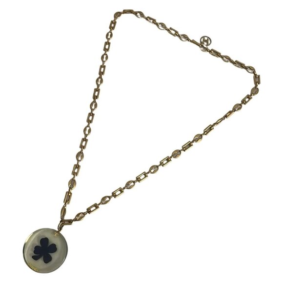 Auth CHANEL - Clear Gold Black Plastic Hardware Necklace - Picture 1 of 4